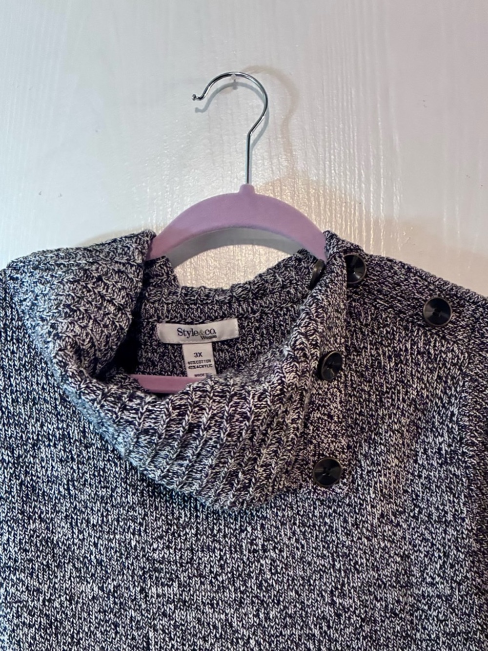 Style & Co. Marled Gray Cowl Neck Sweater Tunic
